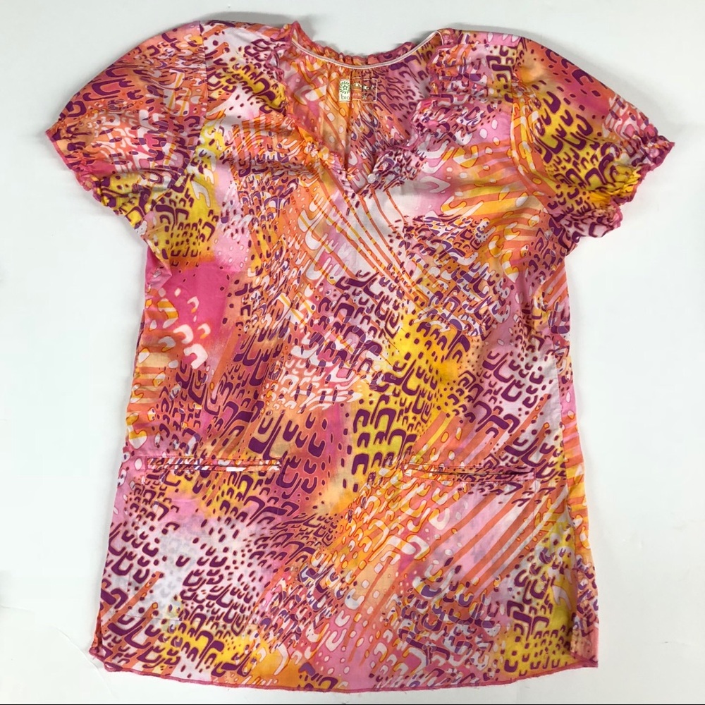 Bring It On Bio Womens Colorful Scrub Top Size M